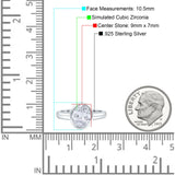 Bezel Set 9mmX7mm Oval Engagement Ring Cubic Zirconia 925 Sterling Silver