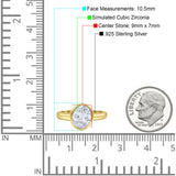 Bezel Set 9mmX7mm Oval Engagement Ring Cubic Zirconia 925 Sterling Silver