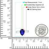 Bezel Set 9mmX6mm Pear Engagement Ring Cubic Zirconia 925 Sterling Silver