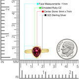 Bezel Set 9mmX7mm Pear Engagement Ring Cubic Zirconia 925 Sterling Silver