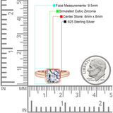 Bezel Set 8mmX8mm Asscher Engagement Ring Cubic Zirconia 925 Sterling Silver