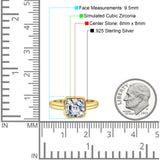 Bezel Set 8mmX8mm Asscher Engagement Ring Cubic Zirconia 925 Sterling Silver