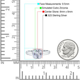 Bezel Set 8mmX8mm Cushion Engagement Ring Cubic Zirconia 925 Sterling Silver