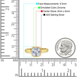 Bezel Set 8mmX8mm Cushion Engagement Ring Cubic Zirconia 925 Sterling Silver