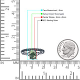 Hidden Halo Twisted Rope Oval Natural Green Moss Agate Engagement Ring