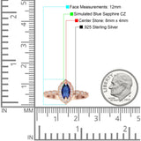 Art Deco Engagement Ring Halo Marquise Cubic Zirconia 925 Sterling Silver