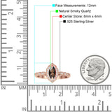 Art Deco Engagement Ring Halo Marquise Natural Chocolate Smoky Quartz 925 Sterling Silver