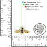 Art Deco Engagement Ring Halo Marquise Natural Chocolate Smoky Quartz 925 Sterling Silver