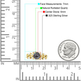 Round Infinity Marquise Vintage Style Floral Ring Natural Rutilated Quartz 925 Sterling Silver