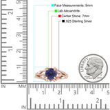 Round Engagement Ring Split Shank Lab Alexandrite 925 Sterling Silver