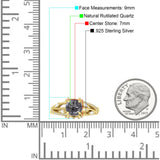 Round Engagement Ring Split Shank Natural Rutilated Quartz 925 Sterling Silver