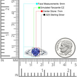 Round Engagement Ring Split Shank Cubic Zirconia 925 Sterling Silver