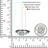 Three Stone Round Natural Green Amethyst Prasiolite Ring 925 Sterling Silver