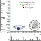 Infinity Round Three Stone Ring Cubic Zirconia 925 Sterling Silver