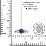 Round Lab Alexandrite Pear Teardrop Engagement Ring 925 Sterling Silver