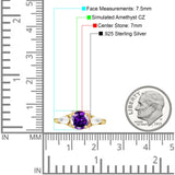 Three Stone Round Pear Teardrop Cubic Zirconia Trilogy Engagement Ring 925 Sterling Silver