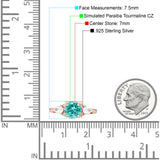 Three Stone Round Pear Teardrop Cubic Zirconia Trilogy Engagement Ring 925 Sterling Silver