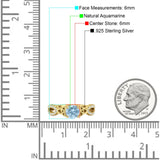 Round Cetlic Trinity Vintage Style Natural Aquamarine Ring 925 Sterling Silver