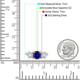 Vintage Style Round Three Stone Ring Cubic Zirconia 925 Sterling Silver