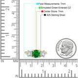 Vintage Style Round Three Stone Ring Cubic Zirconia 925 Sterling Silver