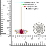 Vintage Style Round Three Stone Ring Cubic Zirconia 925 Sterling Silver