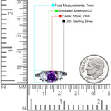 Round Graduating Baguette Cubic Zirconia Ring 925 Sterling Silver