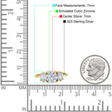 Round Graduating Baguette Cubic Zirconia Ring 925 Sterling Silver