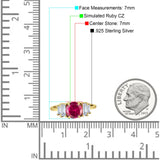 Round Graduating Baguette Cubic Zirconia Ring 925 Sterling Silver