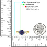 Art Deco Round Butterfly Ring Lab Alexandrite 925 Sterling Silver