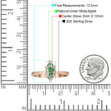 Marquise Solitaire Engagement Ring 6X12 Natural Green Moss Agate 925 Sterling Silver