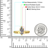 Marquise Solitaire Engagement Ring 6X12 Natural Rutilated Quartz 925 Sterling Silver