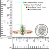 Marquise Solitaire Engagement Ring 7X14 Natural Green Amethyst Prasiolite 925 Sterling Silver