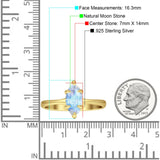 Marquise Solitaire Engagement Ring 7X14 Natural Moonstone 925 Sterling Silver