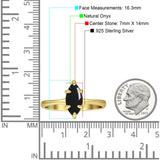 Marquise Solitaire Engagement Ring 7X14 Natural Black Onyx 925 Sterling Silver
