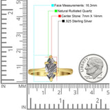 Marquise Solitaire Engagement Ring 7X14 Natural Rutilated Quartz 925 Sterling Silver