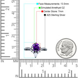 Round Cubic Zirconia V Midi Chevron Ring 925 Sterling Silver