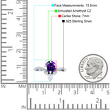 Round Cubic Zirconia V Midi Chevron Ring 925 Sterling Silver