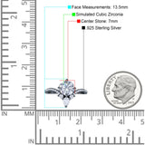 Round Cubic Zirconia V Midi Chevron Ring 925 Sterling Silver