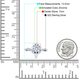 Round Cubic Zirconia V Midi Chevron Ring 925 Sterling Silver
