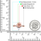Round Cubic Zirconia V Midi Chevron Ring 925 Sterling Silver