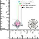 Heart Halo Cubic Zirconia Bridal Promise Ring 925 Sterling Silver
