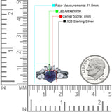 Two Piece Round Lab Alexandrite Vintage Style Bridal Engagement Ring 925 Sterling Silver
