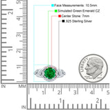 Art Deco Ring Sunflower Design Round Cubic Zirconia 925 Sterling Silver