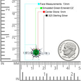 Sun Ring Round Cubic Zirconia 925 Sterling Silver