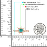 Sun Ring Round Cubic Zirconia 925 Sterling Silver