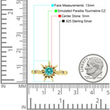 Sun Ring Round Cubic Zirconia 925 Sterling Silver