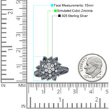 Flower Engagement Ring Cocktail Cubic Zirconia 925 Sterling Silver