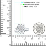 Flower Engagement Ring Cocktail Cubic Zirconia 925 Sterling Silver