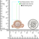 Sunflower Hammered Design Engagement Ring Cubic Zirconia 925 Sterling Silver