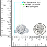 Sunflower Hammered Design Engagement Ring Cubic Zirconia 925 Sterling Silver